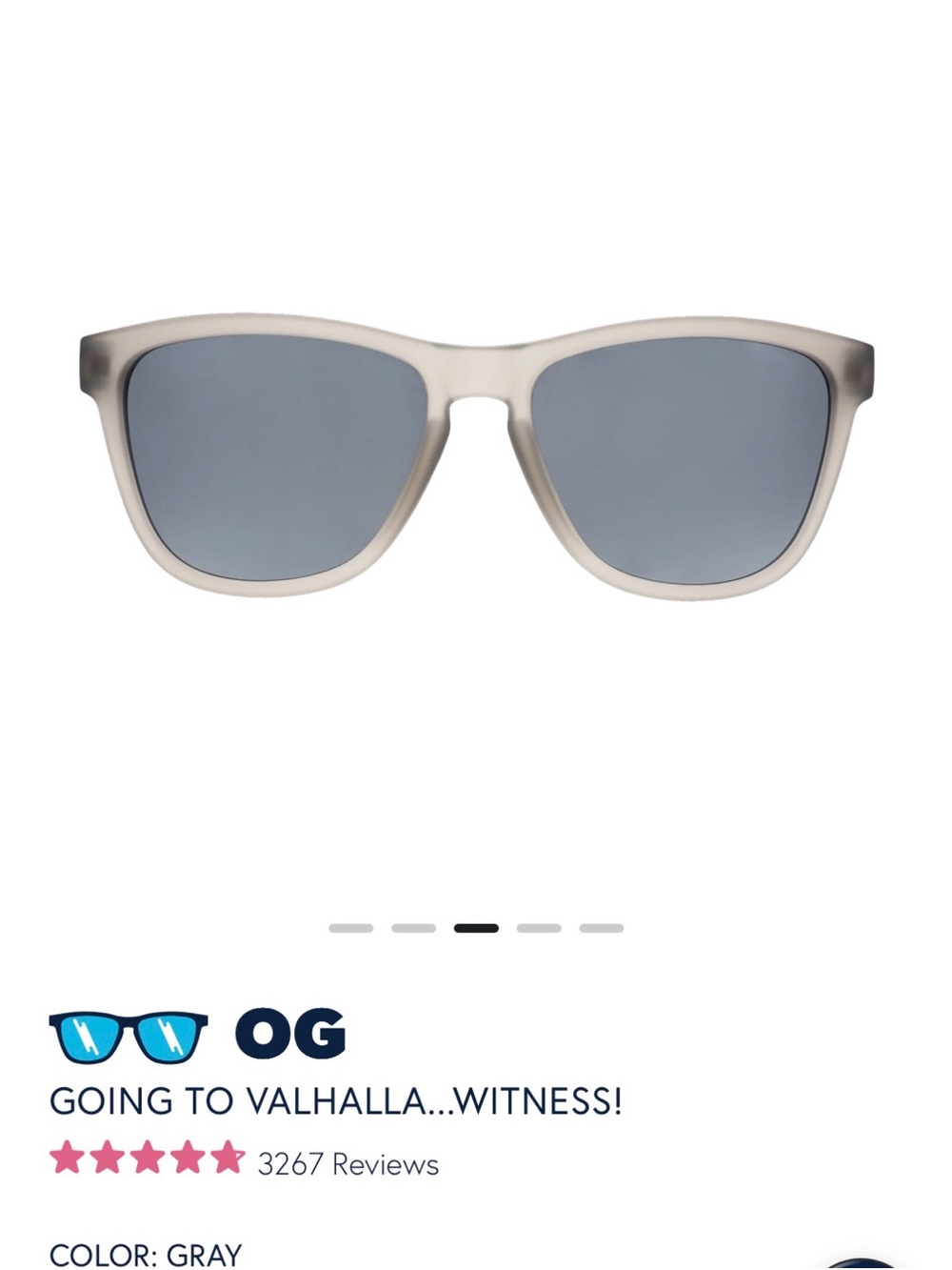 Goodr OG Gray Men’s Sunglasses — Polarized Classic Frame